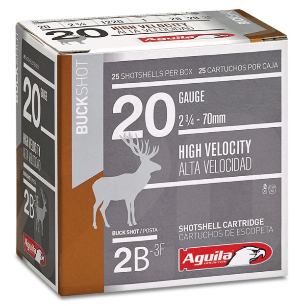 Picture of Aguila Buckshot High Velocity 20 Gauge 2.75" 1 Oz 2 Buck Shot 25 Per Box/ 10 Cs 