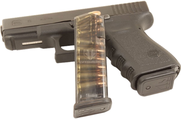 Picture of Ets Group Pistol Mags 15Rd 9Mm Luger Compatible W/ Glock 26 Gen1-5/Glock 19 Gen1-5 Clear Polymer 