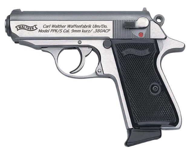 Picture of Walther Arms Ppk/S 380 Acp 3.30" Barrel 7+1, Stainless Zinc Alloy Frame With Beavertail, Zinc Alloy Serrated Slide, Extended Grip, Manual Safety 