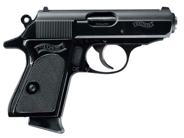 Picture of Walther Arms Ppk/S 380 Acp Caliber With 3.30" Barrel, 7+1 Capacity, Overall Black Finish Zinc Alloy, Beavertail Frame, Serrated Slide & Long Black Polymer Grip 