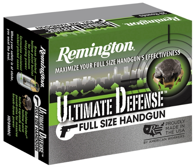 Picture of Remington Ammunition Ultimate Defense Full Size Handgun 9Mm Luger 124 Gr Brass Jacket Hollow Point (Bjhp) 20 Per Box/ 25 Cs 