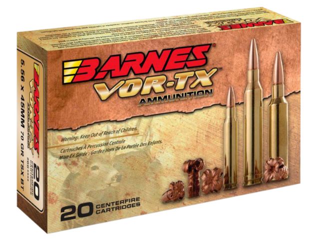 Picture of Barnes Bullets Vor-Tx Centerfire Rifle 5.56X45mm Nato 70 Gr Tsx Boat-Tail 20 Per Box/ 10 Cs 