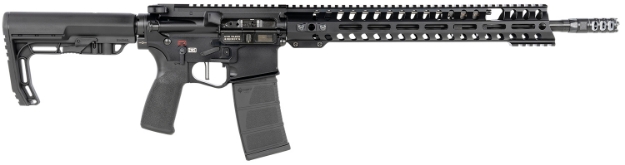 Picture of Patriot Ordnance Factory Renegade + 5.56X45mm Nato 16.50" 30+1 Black Hard Coat Anodized Black Nitride 6 Position Mft Stock Black Polymer Grip 