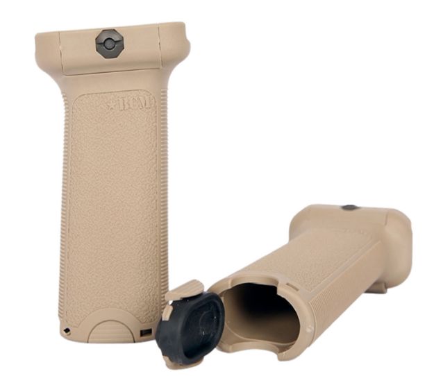 Picture of Bcm Bcmgunfighter Vertical Grip Made Of Polymer With Flat Dark Earth Aggressive Textured Finish With Storage Compartment For Picatinny Rail 