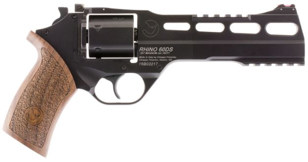 Picture of Chiappa Firearms Rhino 60Ds 357 Mag Caliber With 6" Black Anodized Finish Picatinny Rail/Vent Rib Barrel, 6Rd Capacity Blued Finish Cylinder, Black Anodized Finish Aluminum Frame & Walnut Grip 