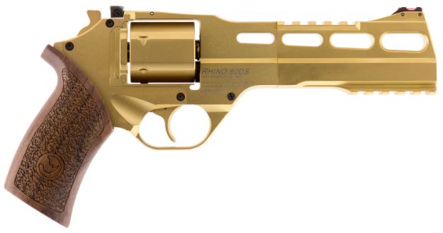 Picture of Chiappa Firearms Rhino 60Ds 357 Mag 6Rd 6" Steel Barrel/Cylinder, Picatinny Accessory Rails, Overall Gold Plated Pvd Finish, Walnut Grip Includes 3 Moon Clips & Removal Tool 