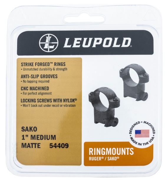 Picture of Leupold Ringmounts Scope Ring Set For Rifle Sako Medium 1" Tube Matte Black Steel 