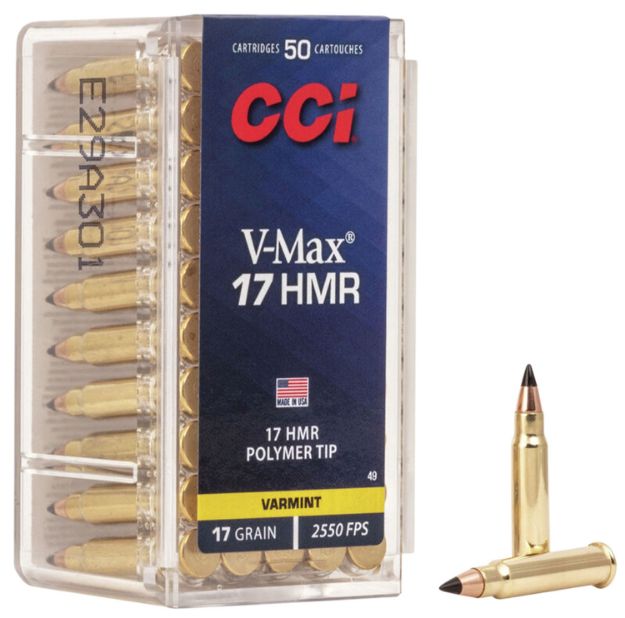 Picture of Cci Varmint Vmax 17 Hmr 17 Gr Hornady V-Max (Vmx) 50 Per Box/ 40 Cs 