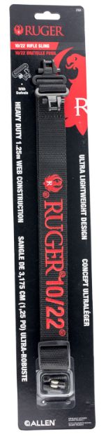 Picture of Ruger Rifle Sling 1.25" W X 20.15" L Adjustable Black Webbing With Red Logo & 300 Lb Tested Swivels For Ruger 10/22 Rifle 