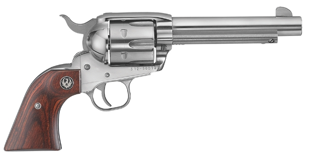 Picture of Ruger Vaquero 45 Colt (Lc) 4.62" Barrel 6Rd Cylinder, High Gloss Stainless Steel, Hardwood Grip, Transfer Bar Safety 