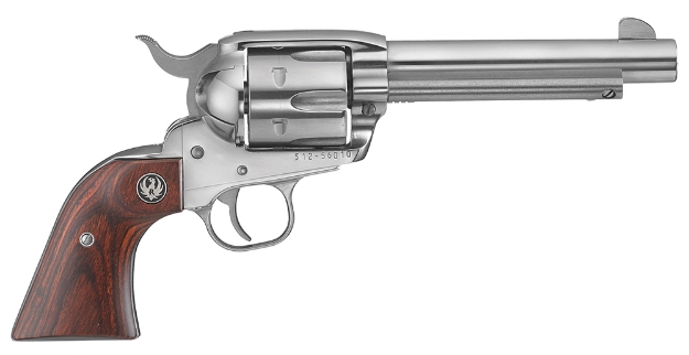 Picture of Ruger Vaquero 45 Colt (Lc) 5.50" Barrel 6Rd Cylinder, High Gloss Stainless Steel, Hardwood Grip, Transfer Bar Safety 