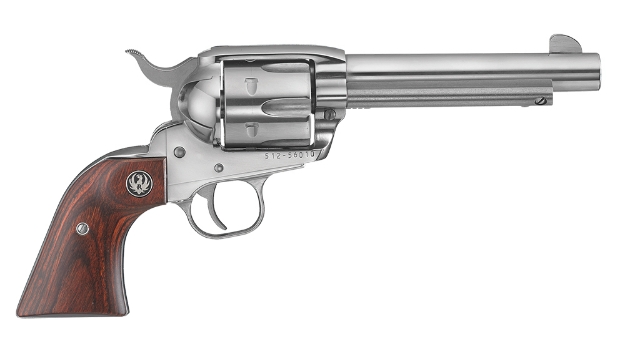 Picture of Ruger Vaquero 357 Mag 5.50" Barrel 6Rd Cylinder, High Gloss Stainless Steel, Hardwood Grip, Transfer Bar Safety 