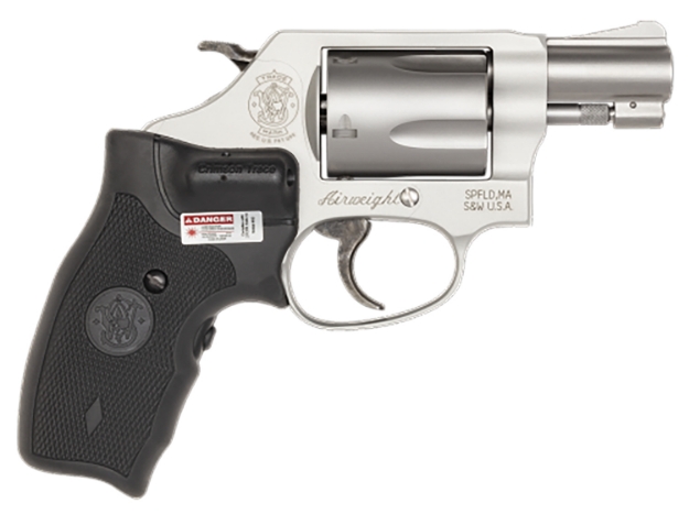 Picture of Smith & Wesson Model 637 Airweight 38 S&W Spl +P Stainless Steel 1.88" Barrel & 5Rd Cylinder, Matte Silver Aluminum Alloy J-Frame, Black Polymer Grip Includes Crimson Trace Lg-305 Lasergrip 