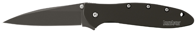 Picture of Kershaw Leek 3" Folding Modified Drop Point Plain Black Dlc 14C28n Steel Blade Black Dlc 410 Stainless Steel Handle Includes Pocket Clip 