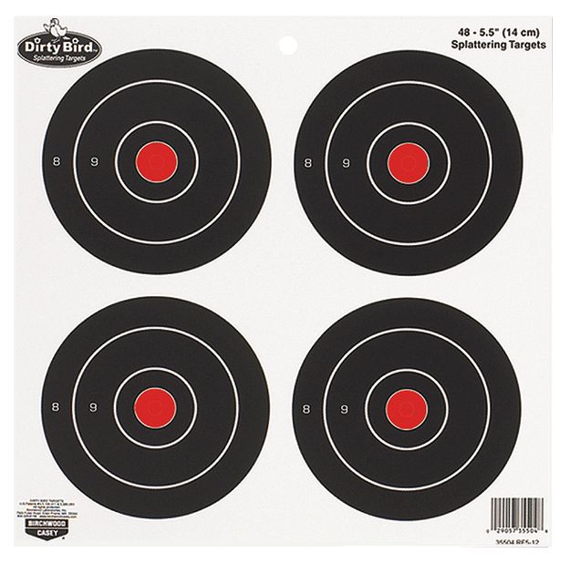 Picture of Birchwood Casey Dirty Bird 5.50" Bullseye Tagboard Hanging Black/White 12 Pk 