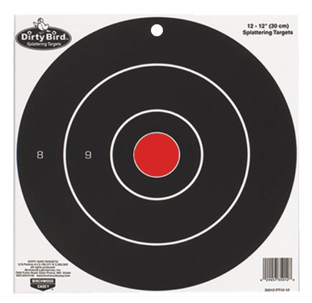 Picture of Birchwood Casey Dirty Bird 8" Bullseye Tagboard Hanging Black/White 25 Per Pkg 