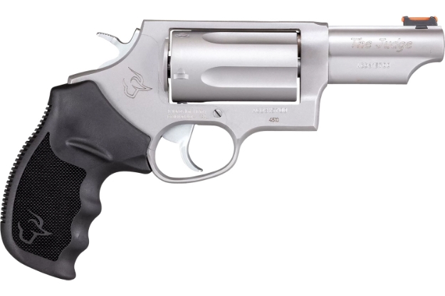 Picture of Taurus Judge 45 Colt (Lc) Caliber Or 2.50" 410 Gauge 3" Barrel 5Rd Cylinder, Matte Stainless Steel, Fiber Optic Front Sight, Extended Ejector Rod 