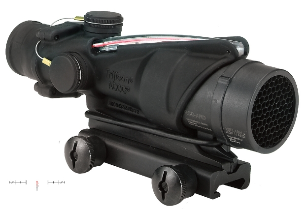 Picture of Trijicon Acog Black Hardcoat Anodized 4X32mm Illuminated Red Chevron Reticle 