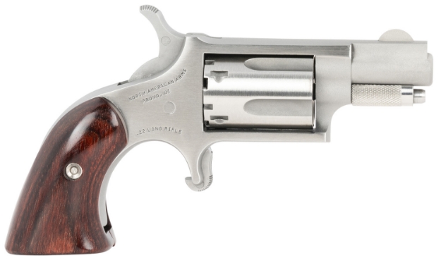 Picture of North American Arms Mini-Revolver 22 Lr 5 Shot 1.13" Barrel, Stainless Steel Barrel/Cylinder/Frame, Exclusive Wood Boot Grip 