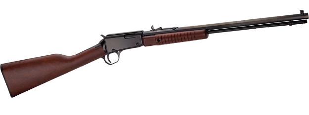 Picture of Henry Pump 22 Wmr Caliber With 12+1 Capacity, 20.50" Octagon Barrel, Black Metal Finish & American Walnut Stock Right Hand (Full Size) 