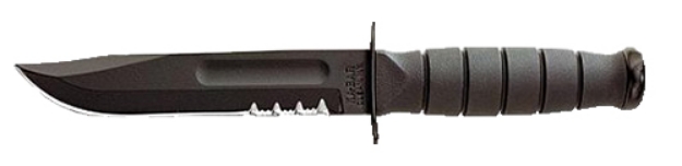 Picture of Ka-Bar Short Fight/Utility 5.25" Fixed Clip Point Part Serrated Black 1095 Cro-Van Blade Black Kraton G Handle 