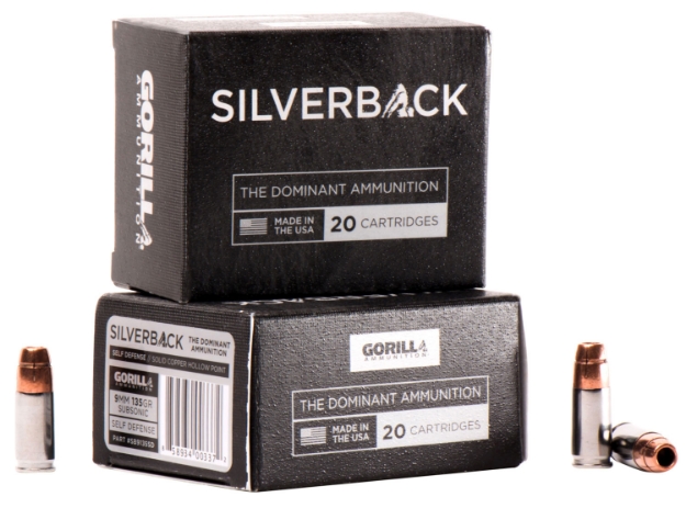 Picture of Gorilla Ammo Silverback Self Defense 9Mm Luger 135 Gr Solid Copper Hollow Point (Schp) 20 Per Box/10 Cs 