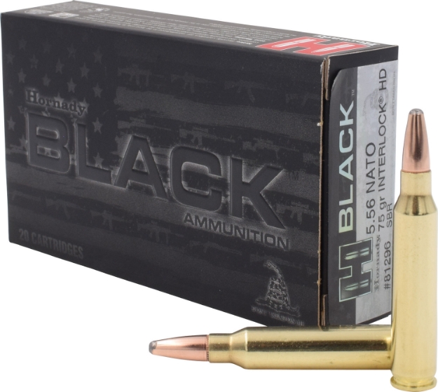 Picture of Hornady Black Interlock 5.56X45mm Nato 75 Gr Interlock Heavy Duty 20 Per Box/ 10 Cs 