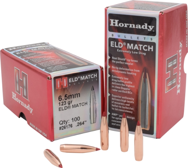 Picture of Hornady Eld Match Target 6.5Mm .264 123 Gr Extremely Low Drag-Match (Eld-M) 