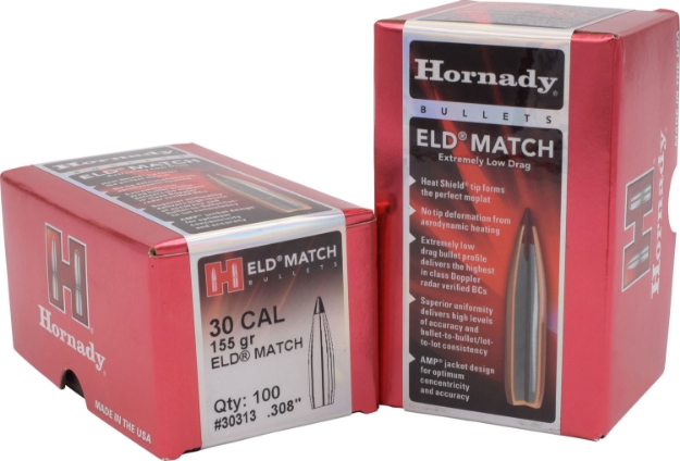 Picture of Hornady Eld Match Target 30 Cal .308 155 Gr Extremely Low Drag-Match (Eld-M) 