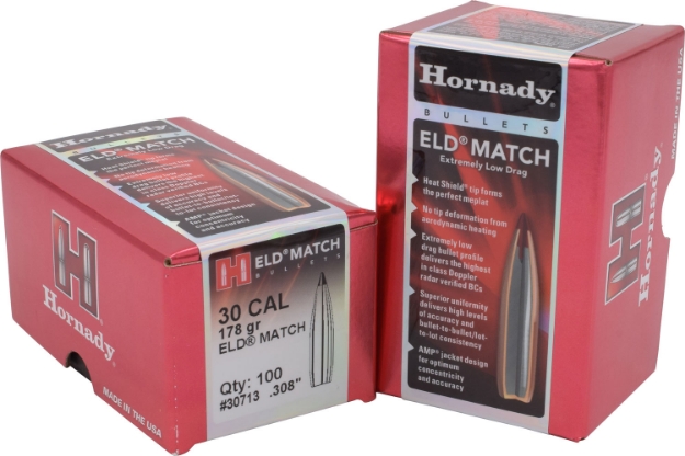 Picture of Hornady Eld Match Target 30 Cal .308 178 Gr Extremely Low Drag-Match (Eld-M) 