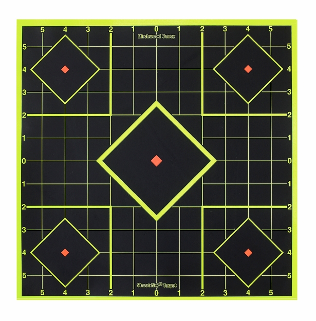 Picture of Birchwood Casey Shoot-N-C Reactive Target 8" Black/Yellow Self-Adhesive Paper Pistol/Rifle Chartreuse 6 Targets Includes Pasters 