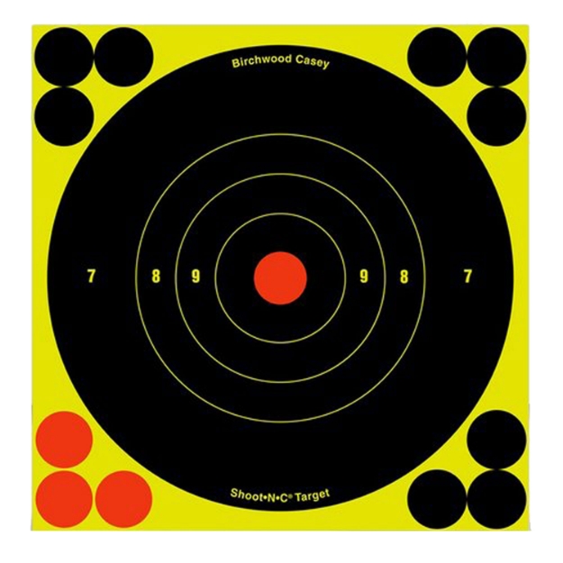 Picture of Birchwood Casey Shoot-N-C Self-Adhesive Paper Pistol/Rifle Black/Yellow 4- 6" Bullseye Includes Pasters 60 Per Pkg 