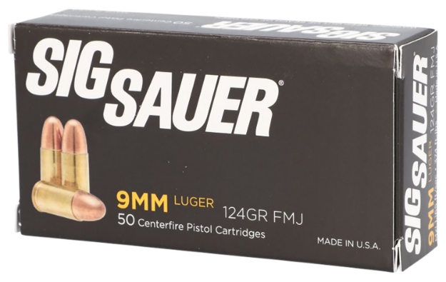 Picture of Sig Sauer Elite Ball 9Mm Luger 124 Gr 1165 Fps Full Metal Jacket (Fmj) 50 Bx/20 Cs 