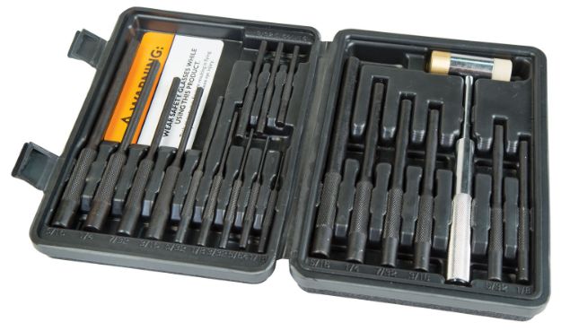 Picture of Wheeler Master Roll Pin Punch Set Steel Universal Knurled Handle 19 Pieces 