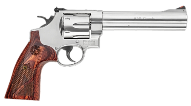 Picture of Smith & Wesson Model 629 Deluxe 44 Rem Mag Or 44 S&W Spl Stainless Steel 6.50" Barrel & 6Rd Cylinder, Satin Stainless Steel N-Frame, Textured Wood Grip 