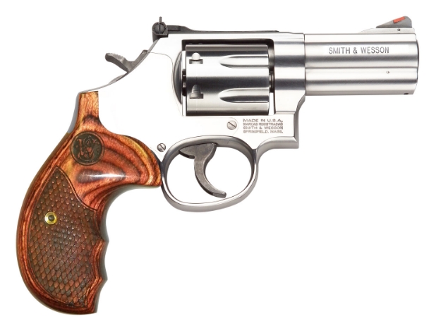 Picture of Smith & Wesson Model 686 Plus Deluxe 357 Mag Or 38 S&W Spl +P Stainless Steel 3" Barrel & 7Rd Cylinder, Satin Stainless Steel L-Frame, Textured Wood Grip, Internal Lock 