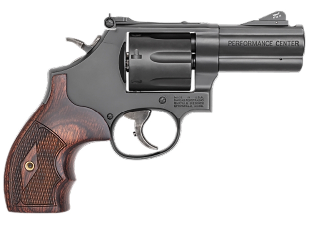 Picture of Smith & Wesson Model 586 Performance Center L-Comp 357 Mag Blued Carbon Steel 3" Ported Full Lug Barrel, 7Rd Cylinder & L-Frame, Checkered Altamont Rosewood Grip, Titanium Front Night Sight 