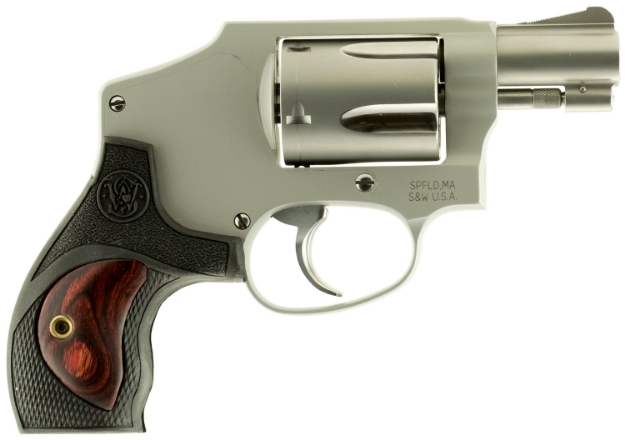 Picture of Smith & Wesson Performance Center Model 642 38 S&W Spl +P 5Rd 1.88" Stainless Steel Barrel, Fluted Cylinder, Matte Silver Aluminum Frame With Black Polymer With Integrated Wood Insert Grip 