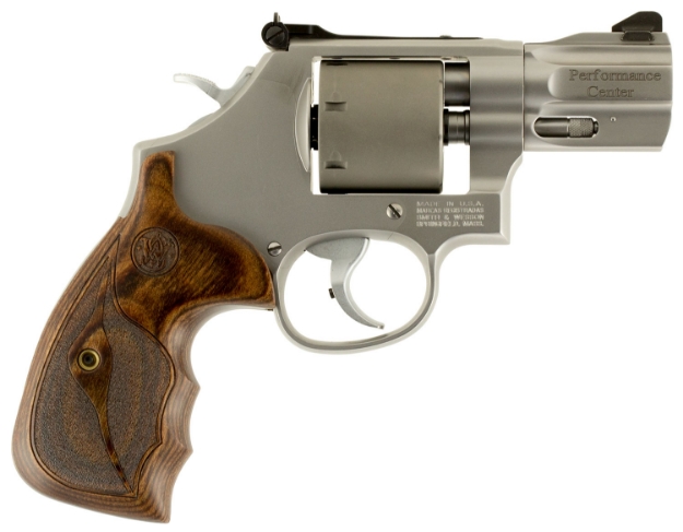 Picture of Smith & Wesson Performance Center Model 986 9Mm Luger 7Rd 2.50" Stainless Steel Barrel With Recessed Crown, Unfluted Cylinder, Stainless Steel Frame With Custom Wood Grip Includes Moon Clips 