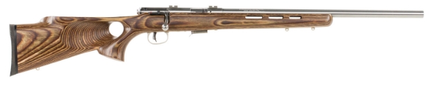 Picture of Savage Arms 93R17 Btvss 17 Hmr Caliber With 5+1 Capacity, 21" Barrel, Satin Stainless Metal Finish, Fixed Thumbhole Natural Brown Laminate Stock & Accutrigger Right Hand (Full Size) 