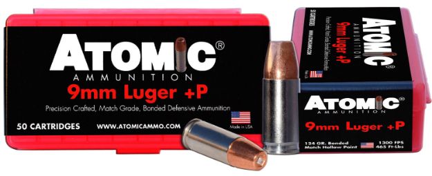 Picture of Atomic Ammunition Pistol Precision Craft 9Mm Luger +P 124 Gr Bonded Match Hollow Point 50 Per Box/ 10 Cs 