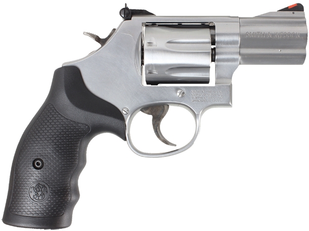 Picture of Smith & Wesson Model 686 Plus 357 Mag Or 38 S&W Spl +P Stainless Steel 2.50" Barrel & 7Rd Cylinder , Satin Stainless Steel L-Frame , Red Ramp Front / Adjustable White Outline Rear Sights 