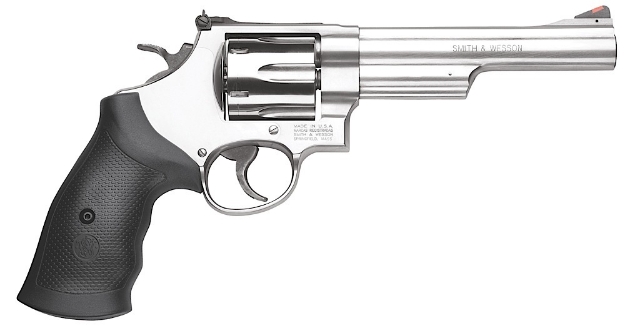 Picture of Smith & Wesson Model 629 44 Rem Mag Or 44 S&W Spl Stainless Steel 6" Barrel & 6Rd Cylinder, Satin Stainless Steel N-Frame, Red Ramp Front/White Outline Rear Sights 