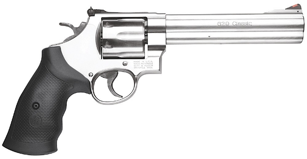 Picture of Smith & Wesson Model 629 Classic 44 Rem Mag Or 44 S&W Spl Stainless Steel 6.50" Barrel & 6Rd Cylinder, Satin Stainless Steel N-Frame, Red Ramp Front/White Outline Rear Sights 