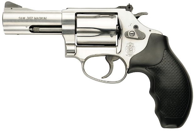 Picture of Smith & Wesson Model 60 357 Mag Or 38 S&W Spl +P Stainless Steel 3" Barrel & 5Rd Cylinder, Satin Stainless Steel J-Frame, Exposed Hammer, Polymer Grip 