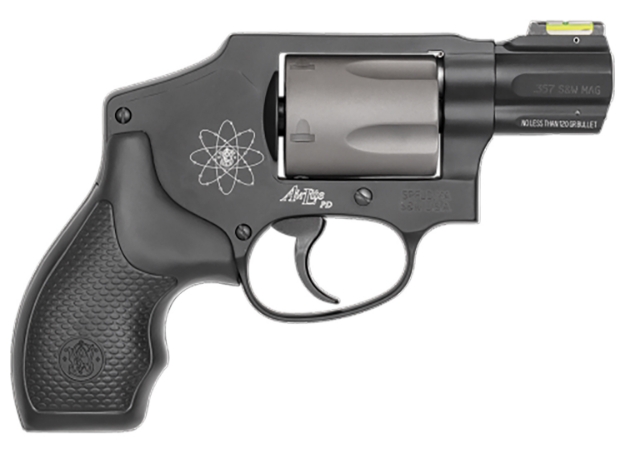 Picture of Smith & Wesson Model 340 Personal Defense 357 Mag Or 38 S&W Spl +P 1.88" Black Stainless Steel Barrel, 5Rd Titanium Cylinder , Black Scandium Alloy J-Frame , Hiviz Fiber Optic Green Front Sight