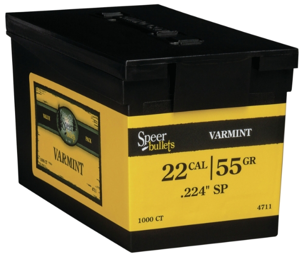 Picture of Speer Bullets Varmint Rifle 22 Caliber .224 55 Gr Soft Point Value Pack 1000 Box 