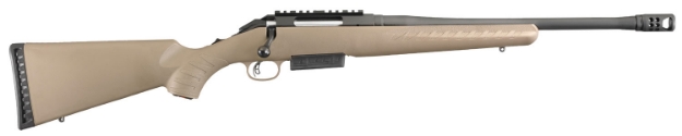 Picture of Ruger American Ranch 450 Bushmaster 3+1 16.12" Threaded Barrel With Ruger Hybrid Muzzle Brake, Matte Black Alloy Steel, Flat Dark Earth Synthetic Stock, Single Stack Magazine, Optics Ready 