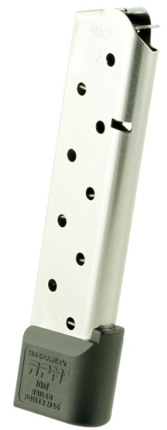 Picture of Cmc Products Railed Power Mag Stainless Steel With Black Base Pad Detachable 10Rd 45 Acp For 1911 Government 