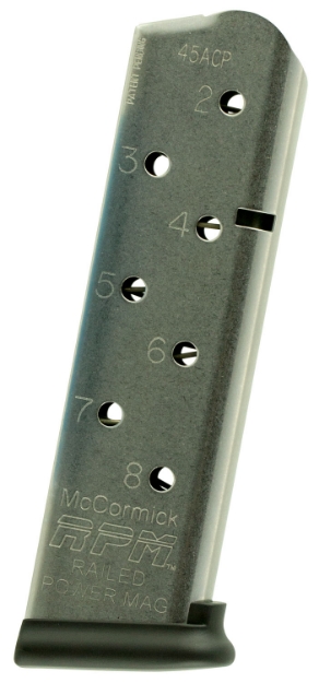 Picture of Cmc Products Railed Power Mag Stainless Steel With Black Base Pad Detachable 8Rd 45 Acp For 1911 Government 